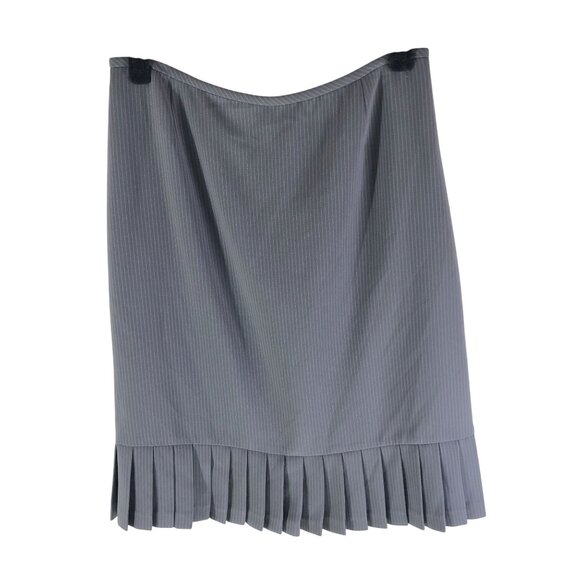 Tahari Arthur S Lavine Pencil Skirt Pleated Ruffle Lined Pinstripe Gray 6 - Picture 1 of 4